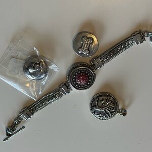 Ginger Snaps Bracelet and Pendant lot with Interchangeable Charms. Dog tree pink